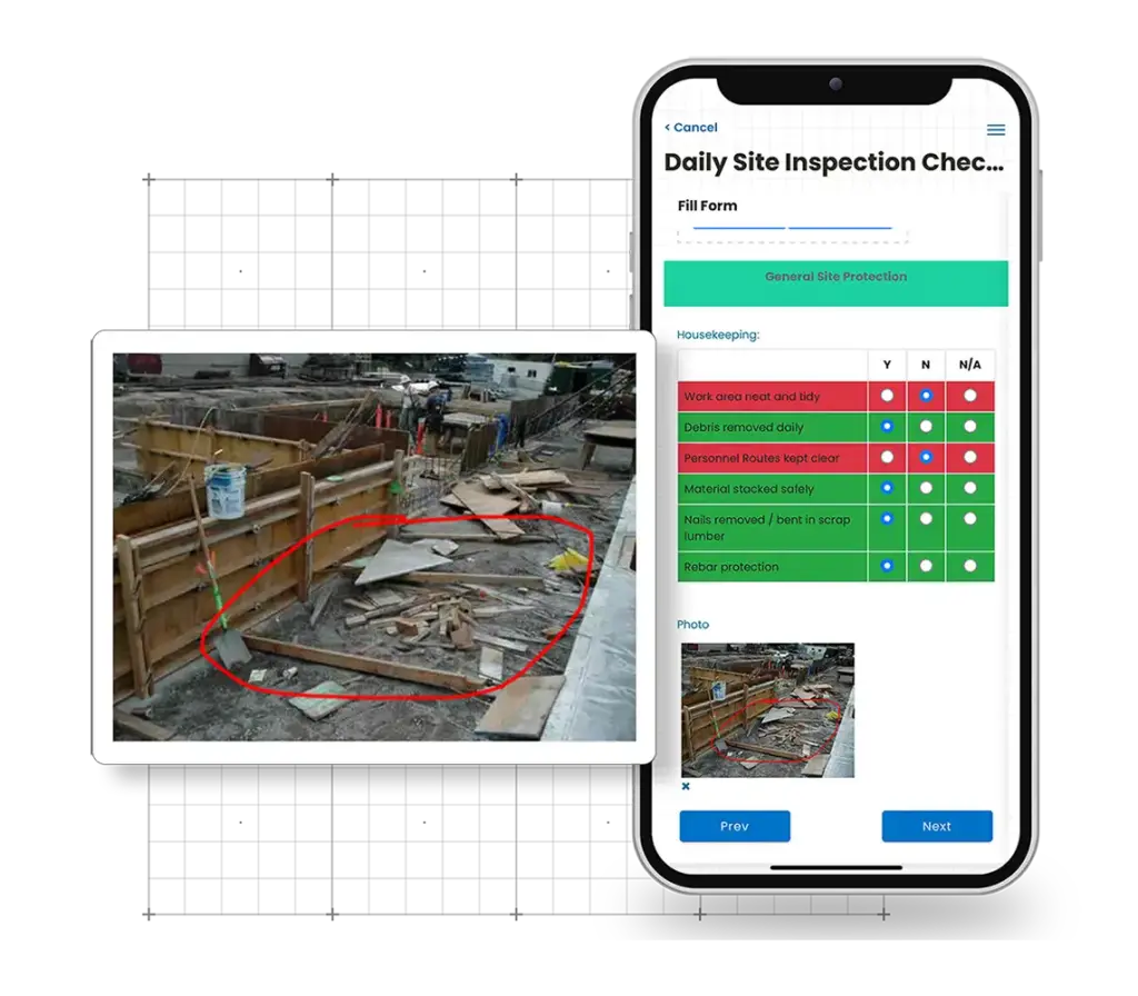 Showing the photos feature in the Corfix construction document management mobile app