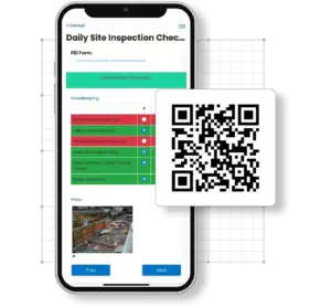 Showing the QR code feature in the Corfix construction document management mobile app